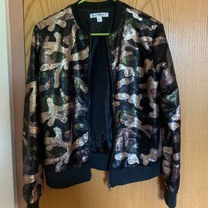 Sequin Camouflage Bomber Jacket